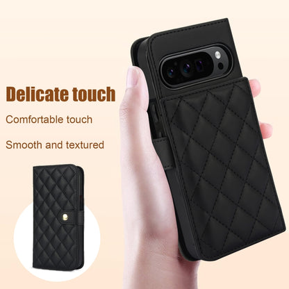 For Google Pixel 9 Crossbody Multifunction Rhombic Leather Phone Case(Black) - Google Cases by PMC Jewellery | Online Shopping South Africa | PMC Jewellery | Buy Now Pay Later Mobicred