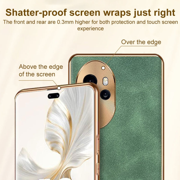 For Honor Magic6 Pro Electroplating Lambskin Leather Phone Case(Green) - Honor Cases by PMC Jewellery | Online Shopping South Africa | PMC Jewellery | Buy Now Pay Later Mobicred