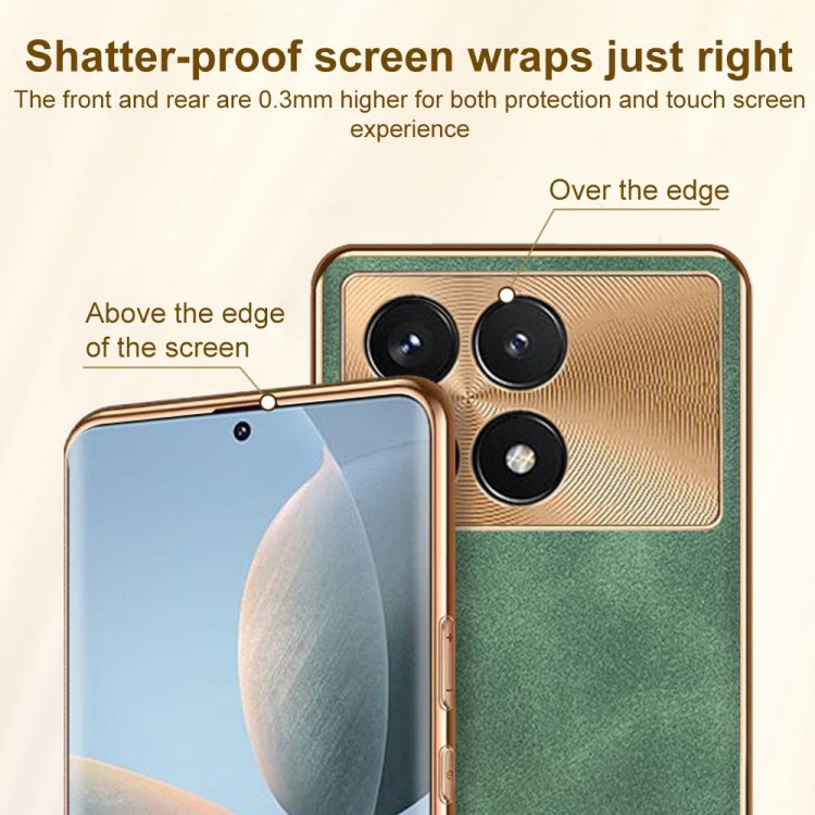 For Xiaomi Redmi K70 Electroplating Lambskin Leather Phone Case(Blue) - Xiaomi Cases by PMC Jewellery | Online Shopping South Africa | PMC Jewellery | Buy Now Pay Later Mobicred