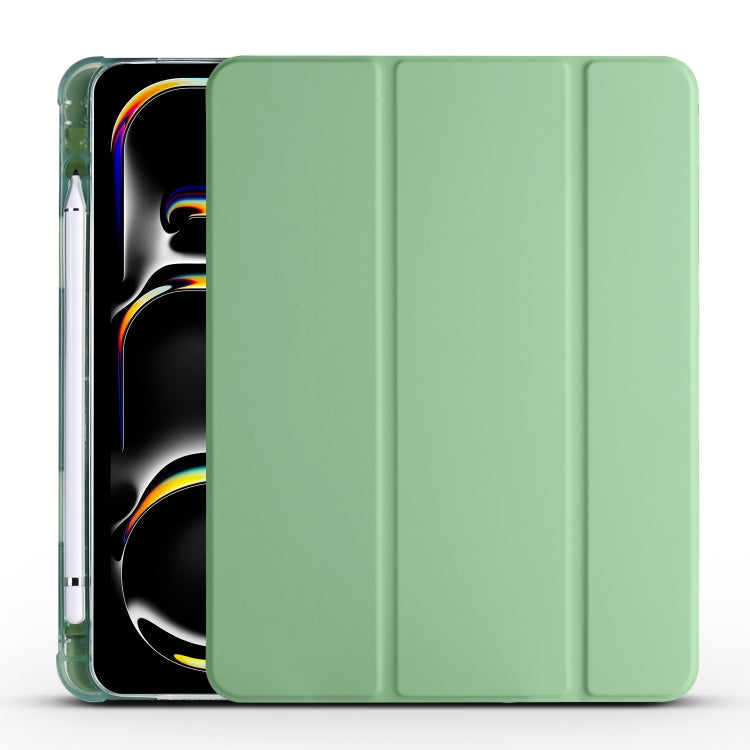 For iPad Pro 13 2024 3-fold TPU Leather Smart Tablet Case with Pen Slot(Matcha Green) - iPad Pro 13 2024 Cases by PMC TechLife | Online Shopping South Africa | PMC TechLife | Buy Now Pay Later Mobicred
