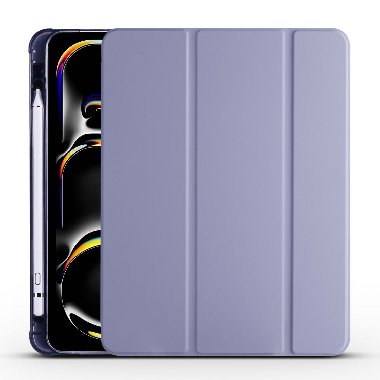 For iPad Pro 13 2024 3-fold TPU Leather Smart Tablet Case with Pen Slot(Lavender Purple) - iPad Pro 13 2024 Cases by PMC TechLife | Online Shopping South Africa | PMC TechLife | Buy Now Pay Later Mobicred