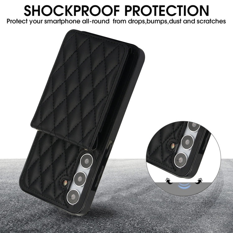For Samsung Galaxy S24 5G YM015 Crossbody Rhombic Card Bag RFID Phone Case(Black) - Galaxy S24 5G Cases by PMC Jewellery | Online Shopping South Africa | PMC Jewellery | Buy Now Pay Later Mobicred