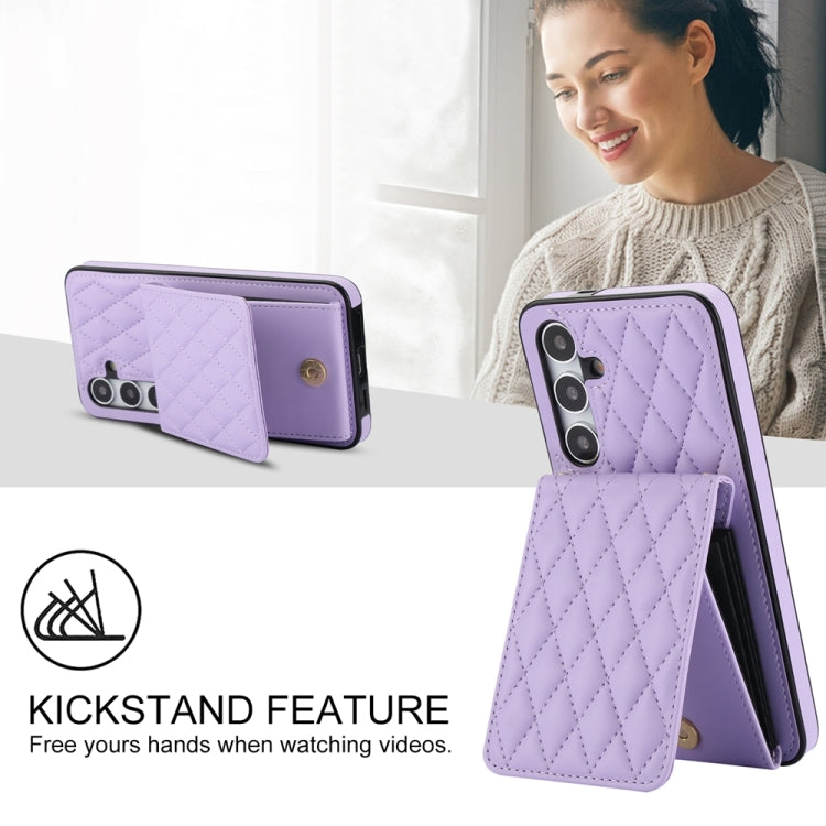 For Samsung Galaxy S24 5G YM015 Crossbody Rhombic Card Bag RFID Phone Case(Light Purple) - Galaxy S24 5G Cases by PMC Jewellery | Online Shopping South Africa | PMC Jewellery | Buy Now Pay Later Mobicred