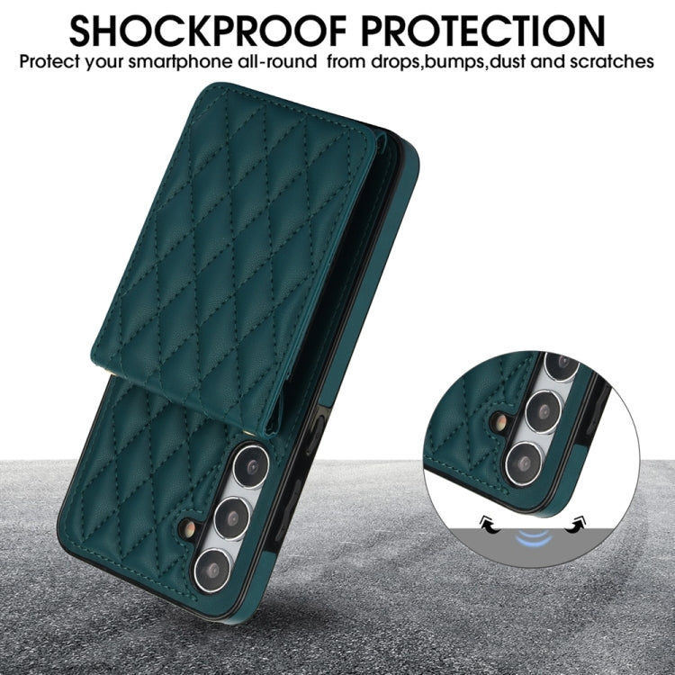 For Samsung Galaxy S24+ 5G YM015 Crossbody Rhombic Card Bag RFID Phone Case(Green) - Galaxy S24+ 5G Cases by PMC Jewellery | Online Shopping South Africa | PMC Jewellery | Buy Now Pay Later Mobicred