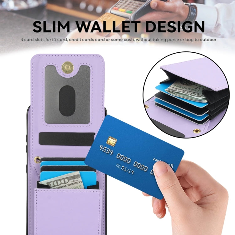 For Samsung Galaxy S24+ 5G YM015 Crossbody Rhombic Card Bag RFID Phone Case(Light Purple) - Galaxy S24+ 5G Cases by PMC Jewellery | Online Shopping South Africa | PMC Jewellery | Buy Now Pay Later Mobicred