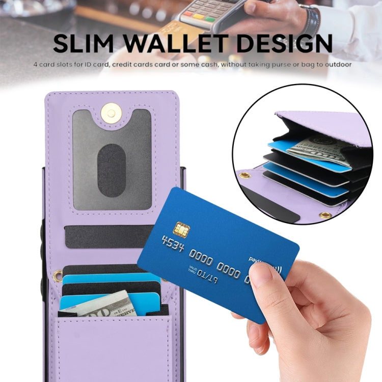 For Samsung Galaxy S24 Ultra 5G YM015 Crossbody Rhombic Card Bag RFID Phone Case(Light Purple) - Galaxy S24 Ultra 5G Cases by PMC Jewellery | Online Shopping South Africa | PMC Jewellery | Buy Now Pay Later Mobicred