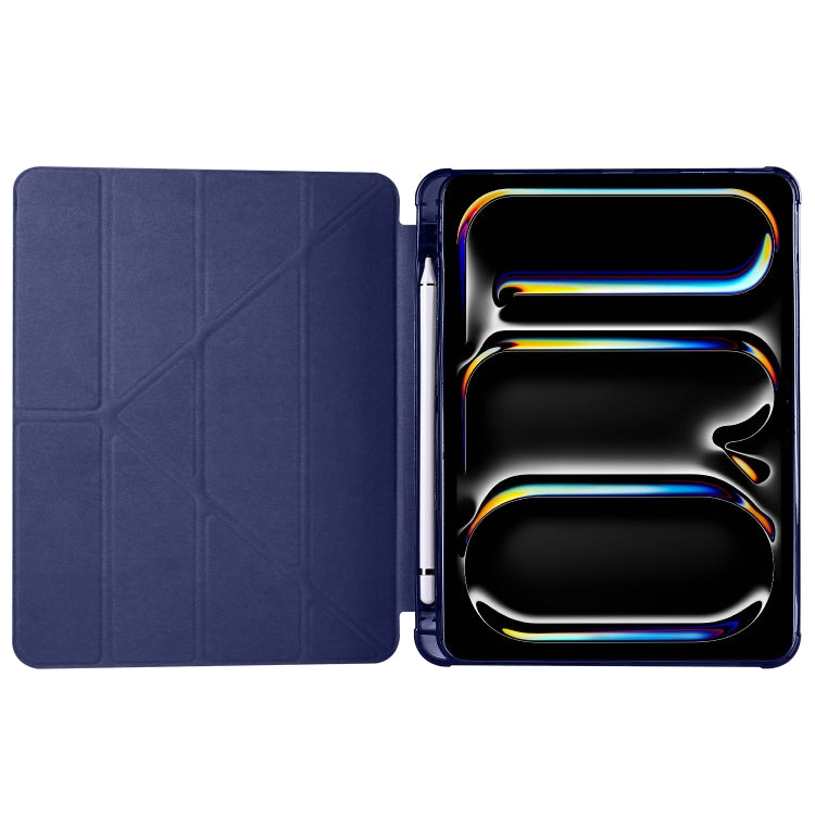 For iPad Pro 13 2024 Multi-folding TPU Leather Smart Tablet Case with Pen Slot(Dark Blue) - iPad Pro 13 2024 Cases by PMC Jewellery | Online Shopping South Africa | PMC Jewellery | Buy Now Pay Later Mobicred