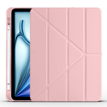 For iPad Air 11 2024 Multi-folding TPU Leather Smart Tablet Case with Pen Slot(Pink) - iPad Air 11 2024 Cases by PMC Jewellery | Online Shopping South Africa | PMC Jewellery | Buy Now Pay Later Mobicred