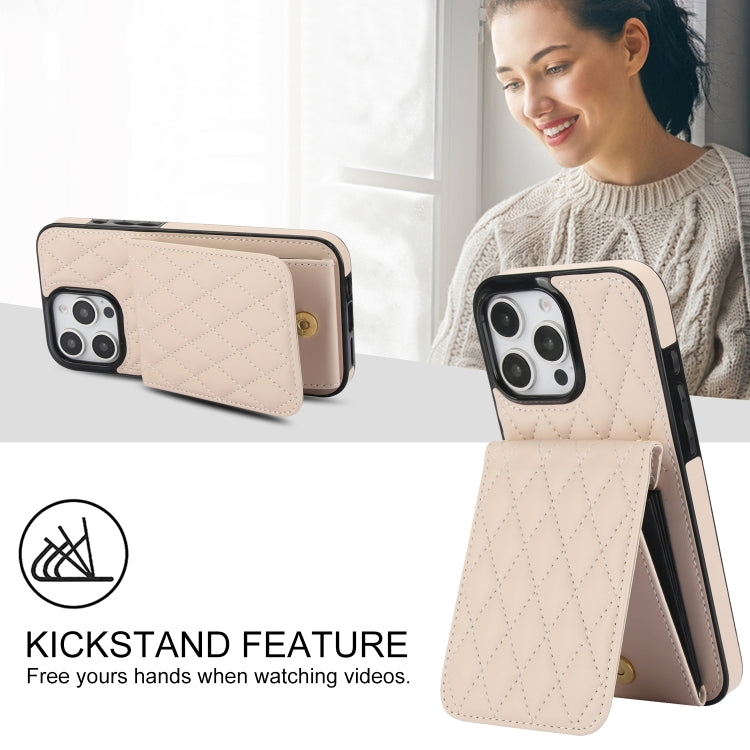 For iPhone 16 Pro Max YM015 Crossbody Rhombic Card Bag RFID Phone Case(White) - iPhone 16 Pro Max Cases by PMC TechLife | Online Shopping South Africa | PMC TechLife | Buy Now Pay Later Mobicred