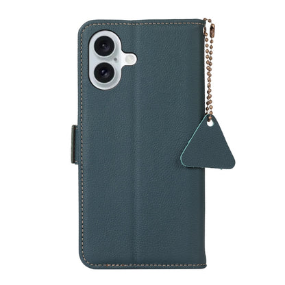 For iPhone 16 Side-Magnetic TJ Genuine Leather RFID Phone Case(Green) - iPhone 16 Cases by PMC Jewellery | Online Shopping South Africa | PMC Jewellery | Buy Now Pay Later Mobicred