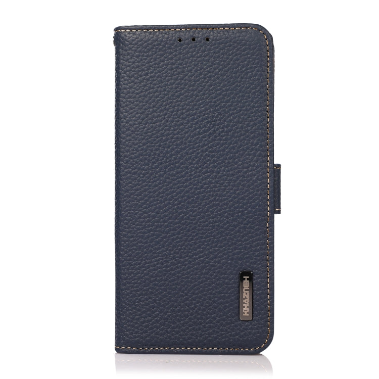 For iPhone 16 Pro Max KHAZNEH Side-Magnetic Litchi Genuine Leather RFID Case(Blue) - iPhone 16 Pro Max Cases by PMC Jewellery | Online Shopping South Africa | PMC Jewellery | Buy Now Pay Later Mobicred