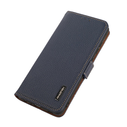 For iPhone 16 Pro Max KHAZNEH Side-Magnetic Litchi Genuine Leather RFID Case(Blue) - iPhone 16 Pro Max Cases by PMC Jewellery | Online Shopping South Africa | PMC Jewellery | Buy Now Pay Later Mobicred