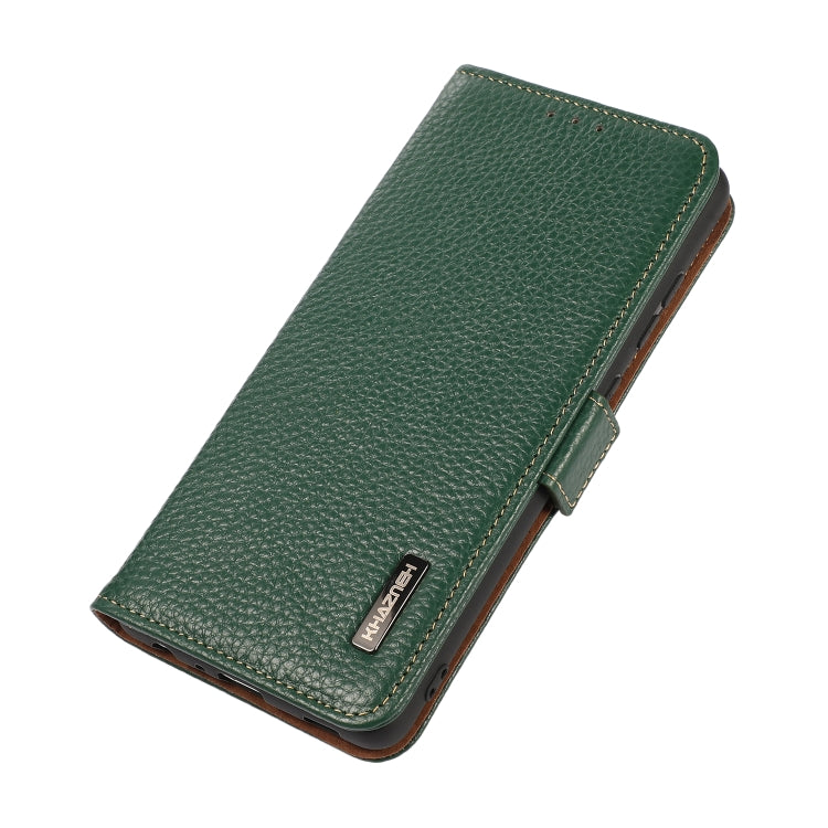 For iPhone 16 Pro Max KHAZNEH Side-Magnetic Litchi Genuine Leather RFID Case(Green) - iPhone 16 Pro Max Cases by PMC Jewellery | Online Shopping South Africa | PMC Jewellery | Buy Now Pay Later Mobicred