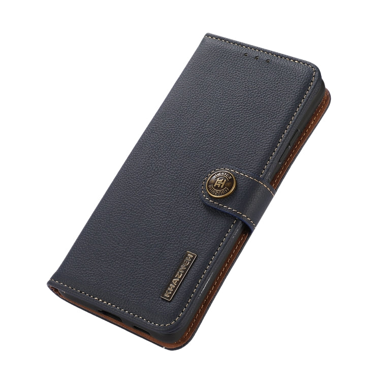 For iPhone 16 Pro Max KHAZNEH Custer Genuine Leather RFID Phone Case(Blue) - iPhone 16 Pro Max Cases by PMC Jewellery | Online Shopping South Africa | PMC Jewellery | Buy Now Pay Later Mobicred