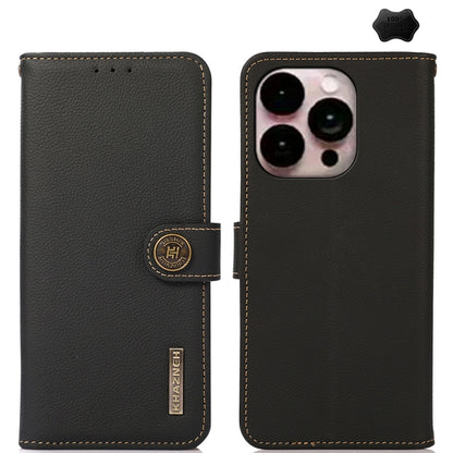 For iPhone 16 Pro KHAZNEH Custer Genuine Leather RFID Phone Case(Black) - iPhone 16 Pro Cases by PMC Jewellery | Online Shopping South Africa | PMC Jewellery | Buy Now Pay Later Mobicred