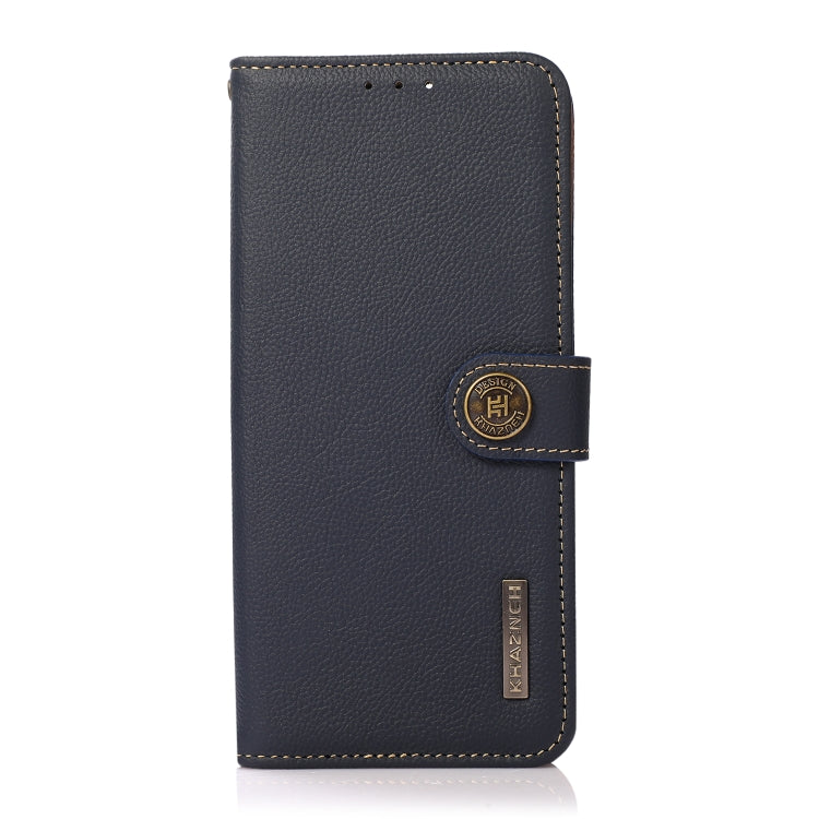 For iPhone 16 Plus KHAZNEH Custer Genuine Leather RFID Phone Case(Blue) - iPhone 16 Plus Cases by PMC Jewellery | Online Shopping South Africa | PMC Jewellery | Buy Now Pay Later Mobicred