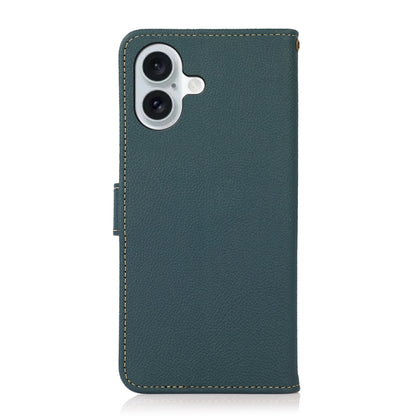 For iPhone 16 Plus KHAZNEH Custer Genuine Leather RFID Phone Case(Green) - iPhone 16 Plus Cases by PMC Jewellery | Online Shopping South Africa | PMC Jewellery | Buy Now Pay Later Mobicred