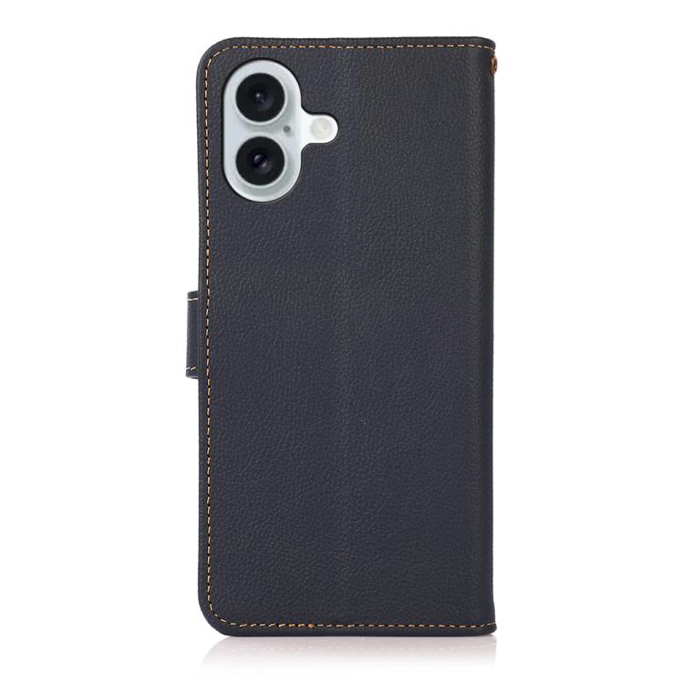 For iPhone 17 KHAZNEH Custer Genuine Leather RFID Phone Case(Blue) - free shipping - PMc TechLife - Order now!