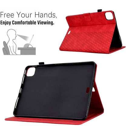 For iPad Pro 11 2024 Rhombus Embossed Leather Tablet Case(Red) - iPad Pro 11 2024 Cases by PMC Jewellery | Online Shopping South Africa | PMC Jewellery | Buy Now Pay Later Mobicred