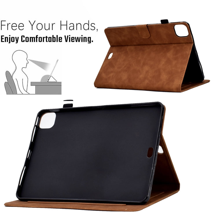 For iPad Pro 11 2024 Peony Butterfly Embossed Leather Smart Tablet Case(Brown) - iPad Pro 11 2024 Cases by PMC TechLife | Online Shopping South Africa | PMC TechLife | Buy Now Pay Later Mobicred