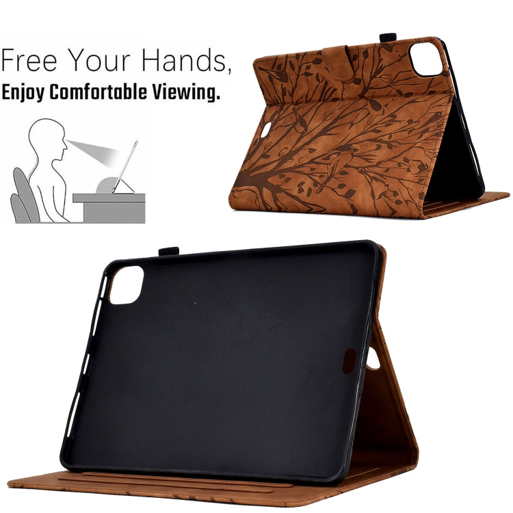 For iPad Pro 11 2024 Fortune Tree Embossed Leather Smart Tablet Case(Brown) - iPad Pro 11 2024 Cases by PMC Jewellery | Online Shopping South Africa | PMC Jewellery | Buy Now Pay Later Mobicred