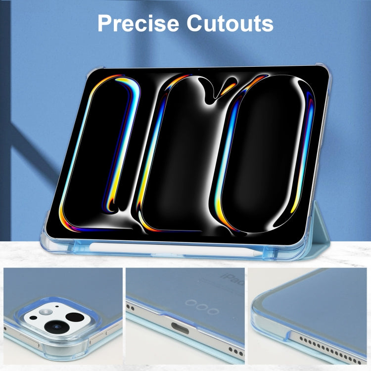 For iPad Pro 11 2024 3-fold Semi-transparent Frosted Smart Leather Tablet Case(Sky Blue) - iPad Pro 11 2024 Cases by PMC TechLife | Online Shopping South Africa | PMC TechLife | Buy Now Pay Later Mobicred