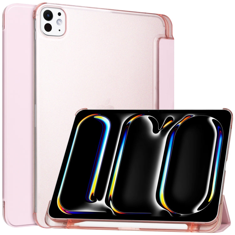 For iPad Pro 11 2024 3-fold Semi-transparent Frosted Smart Leather Tablet Case(Rose Gold) - iPad Pro 11 2024 Cases by PMC TechLife | Online Shopping South Africa | PMC TechLife | Buy Now Pay Later Mobicred