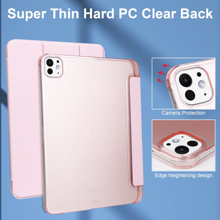 For iPad Pro 11 2024 3-fold Semi-transparent Frosted Smart Leather Tablet Case(Rose Gold) - iPad Pro 11 2024 Cases by PMC TechLife | Online Shopping South Africa | PMC TechLife | Buy Now Pay Later Mobicred