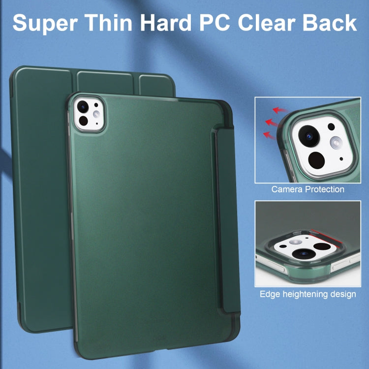For iPad Pro 13 2024 3-fold Semi-transparent Frosted Smart Leather Tablet Case(Dark Green) - iPad Pro 13 2024 Cases by PMC TechLife | Online Shopping South Africa | PMC TechLife | Buy Now Pay Later Mobicred