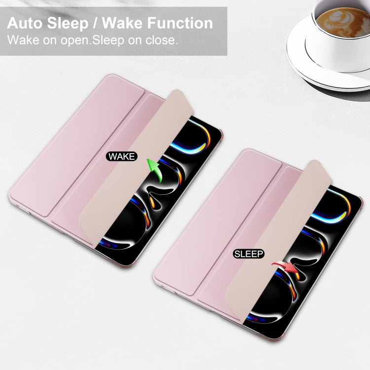 For iPad Pro 13 2024 3-fold Semi-transparent Frosted Smart Leather Tablet Case(Rose Gold) - iPad Pro 13 2024 Cases by PMC TechLife | Online Shopping South Africa | PMC TechLife | Buy Now Pay Later Mobicred