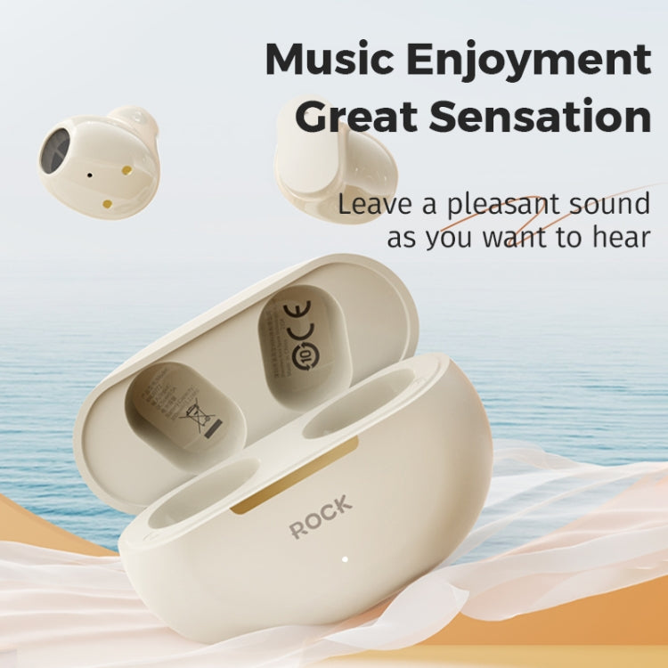 ROCK EB900 Bluetooth 5.3 TWS Bluetooth Earphones(Beige) - TWS Earphone by ROCK | Online Shopping South Africa | PMC Jewellery | Buy Now Pay Later Mobicred