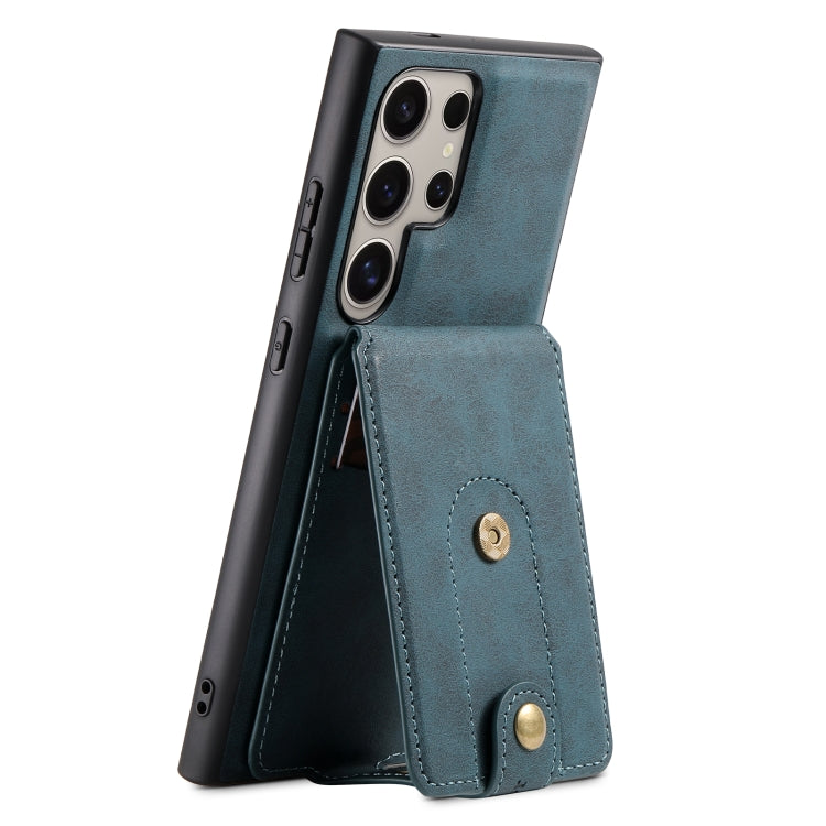 For Samsung Galaxy S24 Ultra 5G Denior D14 NK Retro Pattern MagSafe Magnetic Card Holder Leather Phone Case(Blue) - free shipping - PMC Jewellery - Order now!