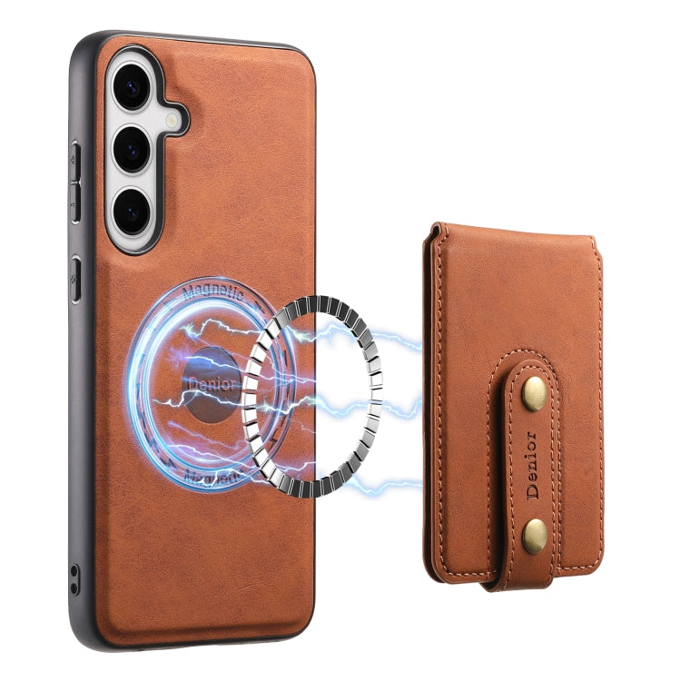 For Samsung Galaxy S24+ 5G Denior D14 NK Retro Pattern MagSafe Magnetic Card Holder Leather Phone Case(Brown) - free shipping - PMC Jewellery - Order now!