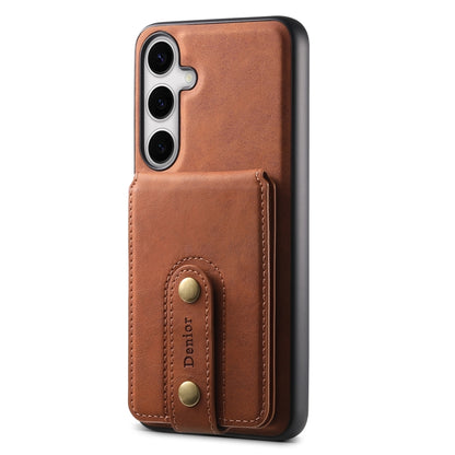 For Samsung Galaxy S24 5G Denior D14 NK Retro Pattern MagSafe Magnetic Card Holder Leather Phone Case(Brown) - Galaxy S24 5G Cases by Denior | Online Shopping South Africa | PMC Jewellery | Buy Now Pay Later Mobicred