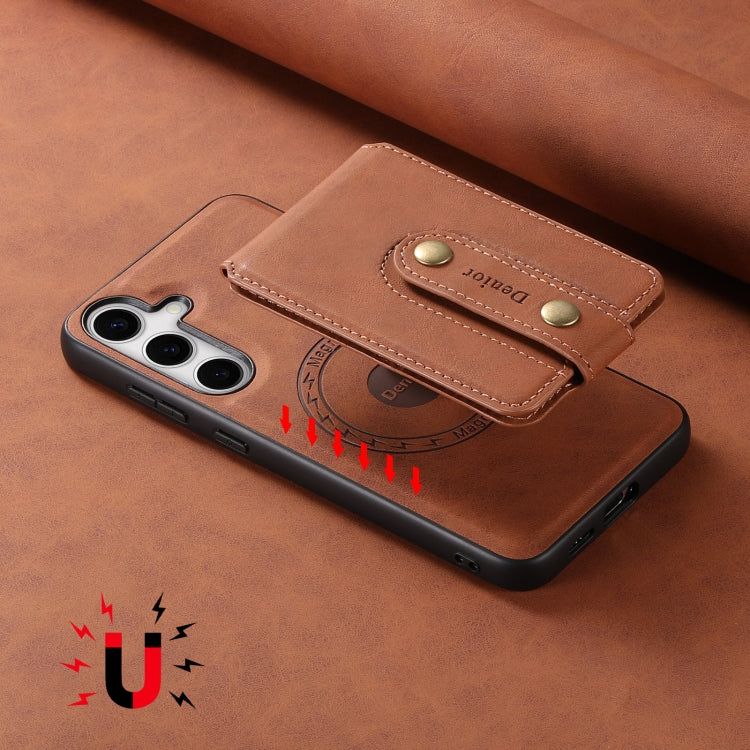 For Samsung Galaxy S24 5G Denior D14 NK Retro Pattern MagSafe Magnetic Card Holder Leather Phone Case(Brown) - Galaxy S24 5G Cases by Denior | Online Shopping South Africa | PMC Jewellery | Buy Now Pay Later Mobicred