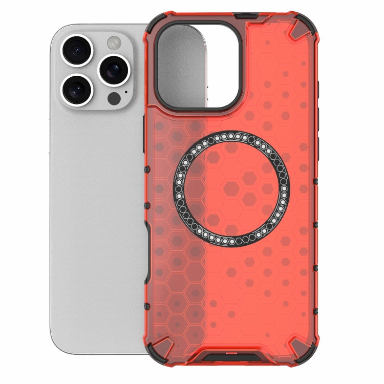 For iPhone 16 Pro Max Honeycomb Magnetic Ring Shockproof Phone Case(Red) - iPhone 16 Pro Max Cases by PMC Jewellery | Online Shopping South Africa | PMC Jewellery | Buy Now Pay Later Mobicred