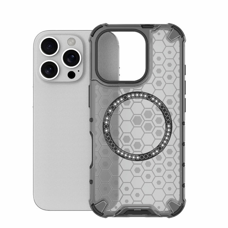 For iPhone 16 Pro Honeycomb Magnetic Ring Shockproof Phone Case(Black) - iPhone 16 Pro Cases by PMC Jewellery | Online Shopping South Africa | PMC Jewellery | Buy Now Pay Later Mobicred