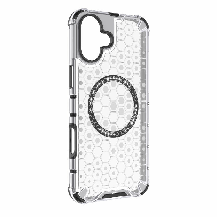 For iPhone 16 Plus Honeycomb Magnetic Ring Shockproof Phone Case(White) - iPhone 16 Plus Cases by PMC Jewellery | Online Shopping South Africa | PMC Jewellery | Buy Now Pay Later Mobicred