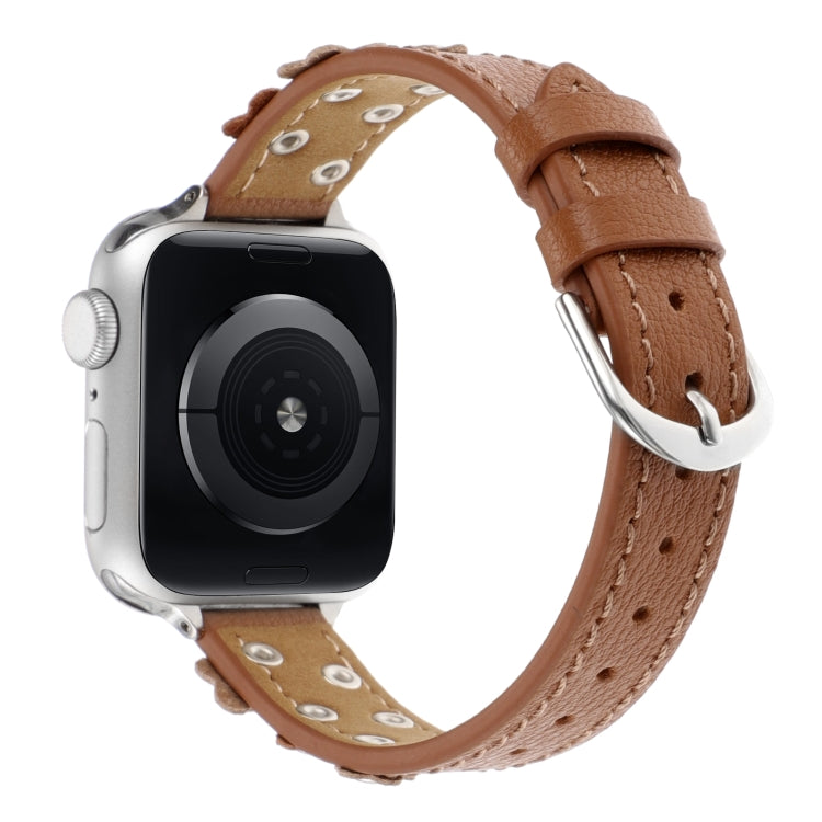 For Apple Watch Ultra 2 49mm Stitched Flower Leather Watch Band(Brown) - Watch Bands by PMC TechLife | Online Shopping South Africa | PMC TechLife | Buy Now Pay Later Mobicred
