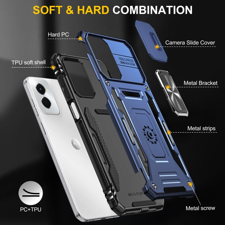 For Motorola Moto G Play 5G 2024 Armor PC + TPU Camera Shield Phone Case(Navy Blue) - Motorola Cases by PMC Jewellery | Online Shopping South Africa | PMC Jewellery | Buy Now Pay Later Mobicred