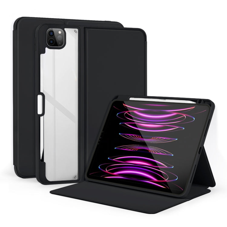 For iPad Air 13 2024 / Pro 12.9 2022 2-Fold Clear Acrylic Leather Tablet Case(Black) - iPad Pro 12.9 (2022/2021) Cases by PMC TechLife | Online Shopping South Africa | PMC TechLife | Buy Now Pay Later Mobicred