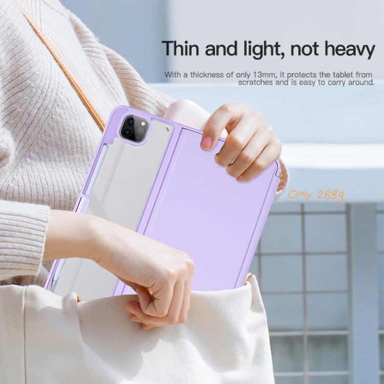 For iPad Air 13 2024 / Pro 12.9 2022 2-Fold Clear Acrylic Leather Tablet Case(Light Purple) - iPad Pro 12.9 (2022/2021) Cases by PMC TechLife | Online Shopping South Africa | PMC TechLife | Buy Now Pay Later Mobicred
