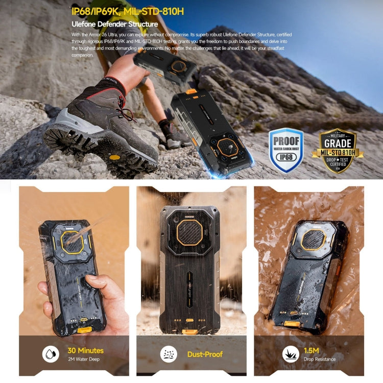 Ulefone Armor 26 Ultra Rugged Phone, 12GB+512GB, 6.78 inch Android 13 MediaTek Dimensity 8020 Octa Core, Network: 5G, NFC(Black) - free shipping - PMC TechLife - Order now!