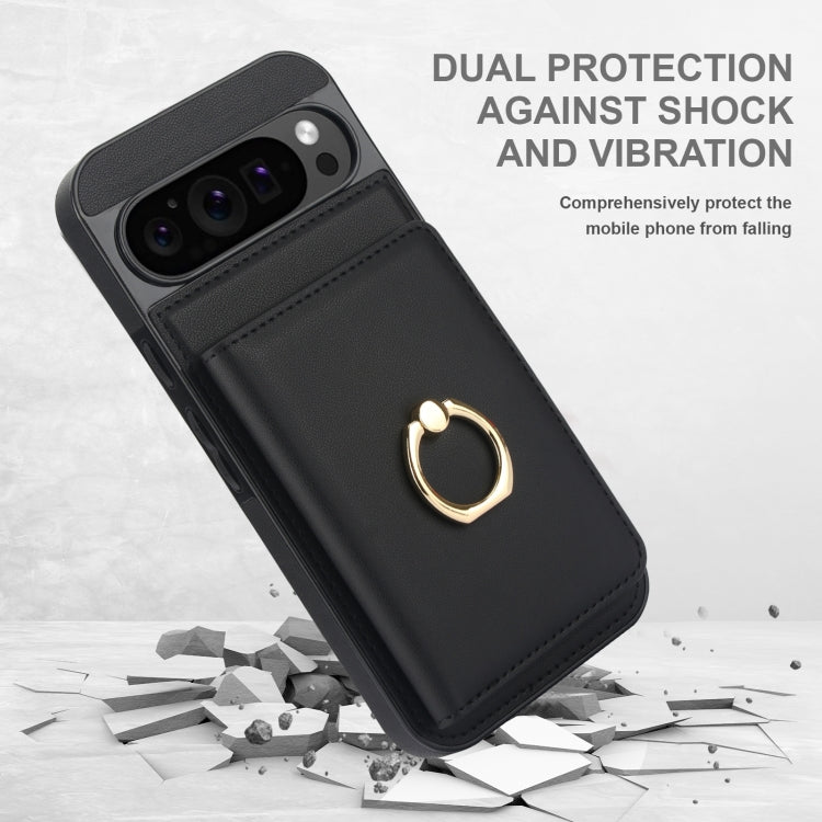 For Google Pixel 9 Pro XL RFID Anti-theft Card Ring Holder Phone Case(Black) - Google Cases by PMC Jewellery | Online Shopping South Africa | PMC Jewellery | Buy Now Pay Later Mobicred