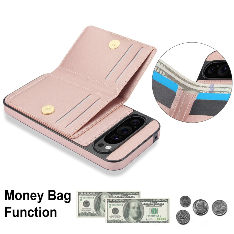 For Google Pixel 9 Pro XL RFID Anti-theft Card Ring Holder Phone Case(Rose Gold) - Google Cases by PMC Jewellery | Online Shopping South Africa | PMC Jewellery | Buy Now Pay Later Mobicred