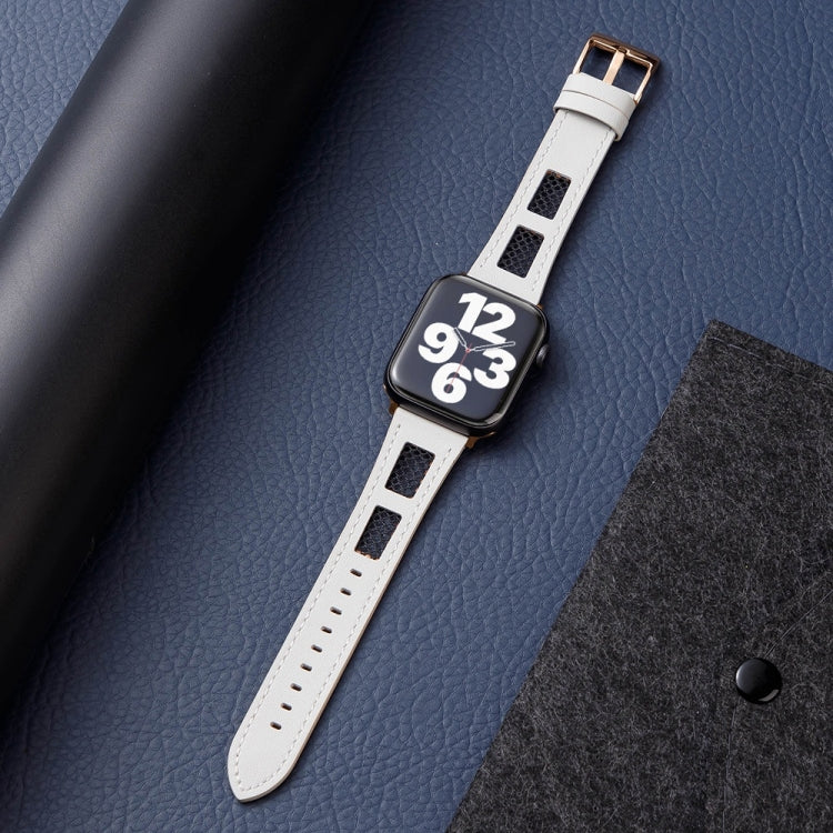 For Apple Watch Ultra 2 49mm Mesh Calfskin Genuine Leather Watch Band(White) - Watch Bands by PMC TechLife | Online Shopping South Africa | PMC TechLife | Buy Now Pay Later Mobicred
