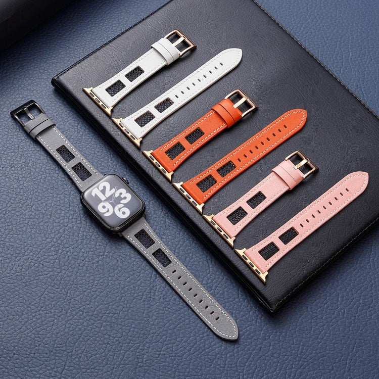 For Apple Watch Ultra 2 49mm Mesh Calfskin Genuine Leather Watch Band(White) - Watch Bands by PMC TechLife | Online Shopping South Africa | PMC TechLife | Buy Now Pay Later Mobicred