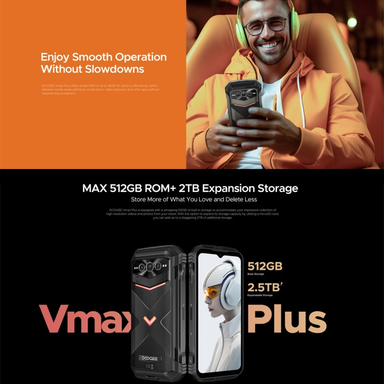 [HK Warehouse] DOOGEE Vmax Plus 5G Rugged Phone, 16GB+512GB, 6.58 inch Android 14 MediaTek Dimensity 7050 Octa Core, Network: 5G, OTG, NFC(Black) - DOOGEE by DOOGEE | Online Shopping South Africa | PMC Jewellery | Buy Now Pay Later Mobicred