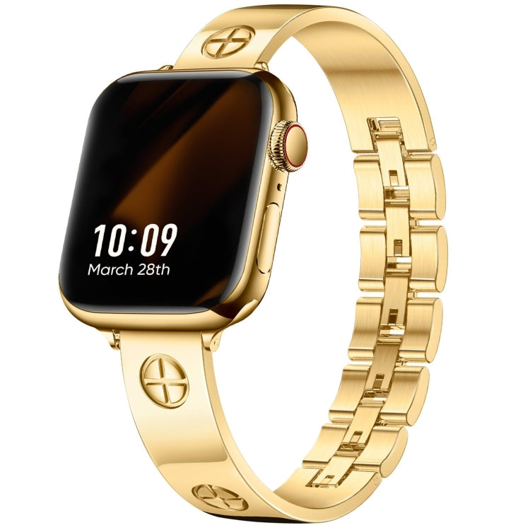 For Apple Watch Series 9 45mm Cross Bracelet Stainless Steel Watch Band(Gold) - free shipping - PMC TechLife - Order now!