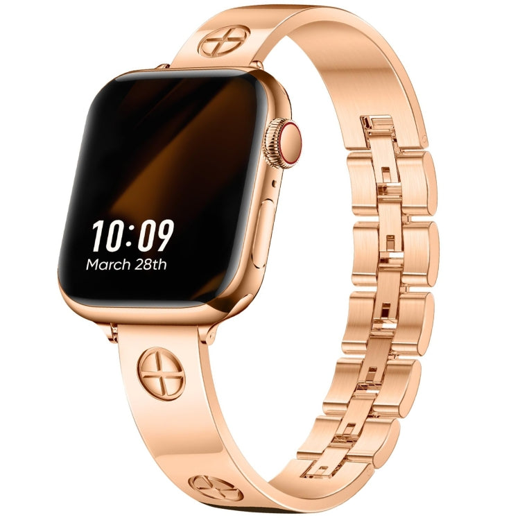 For Apple Watch Series 9 45mm Cross Bracelet Stainless Steel Watch Band(Rose Gold) - free shipping - PMC TechLife - Order now!
